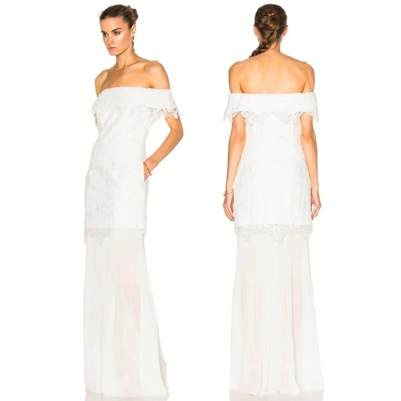 Self-Portrait Off-the-Shoulder Guipure Lace Bridal Gown - Picture 15 of 16